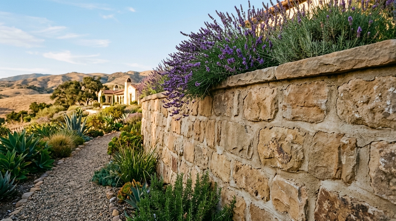 Retaining wall — Sandstone, lavender on top