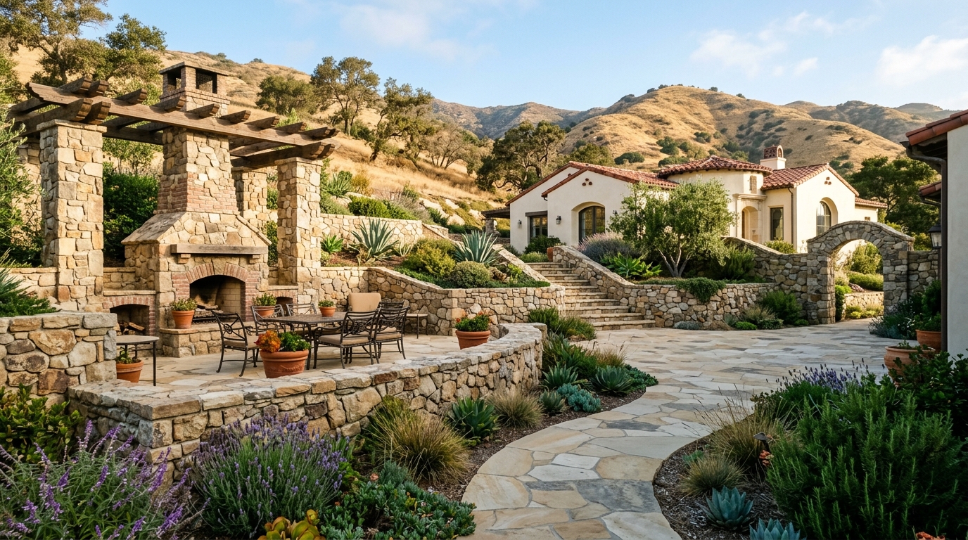 Terraces and arch — Hillside