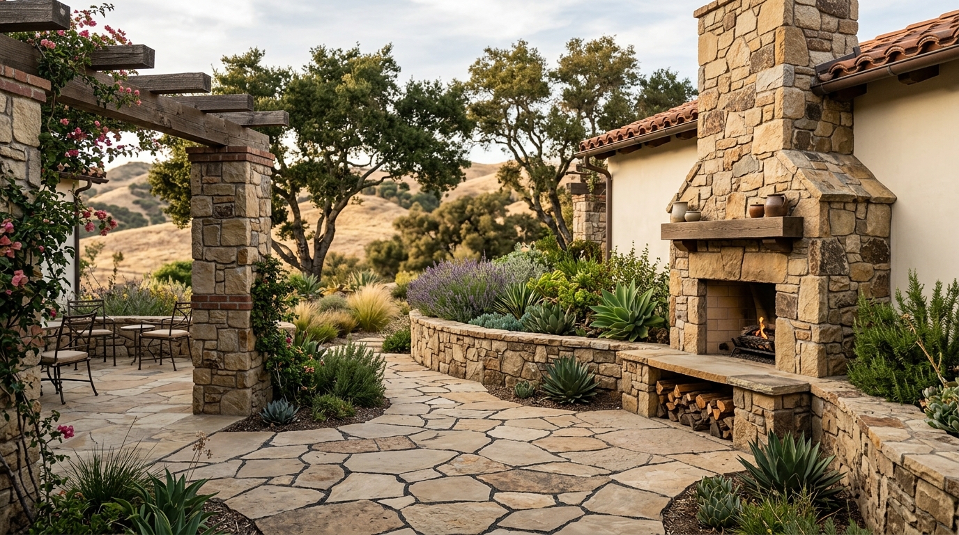 Pergola pillars — Brick-banded